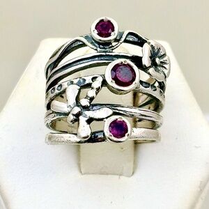 Or Paz Sterling And Amethyst  Ring - Size 6.5